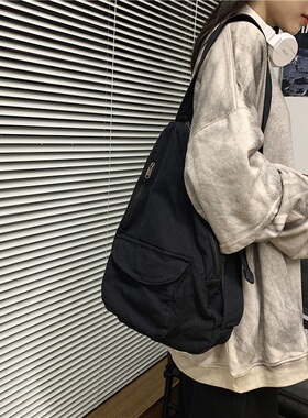 帆布胸包女士单肩斜挎包男女骑行爬山旅游小背包胸前斜运动随身包