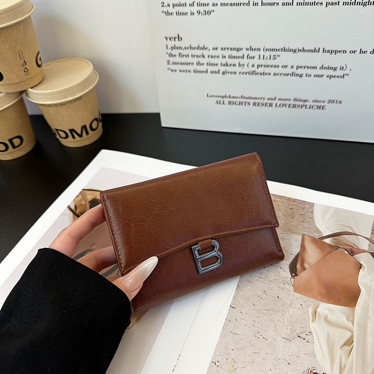 原创小众钱包女短款2025新款欧美复古学生钱夹简约高级感皮夹卡包