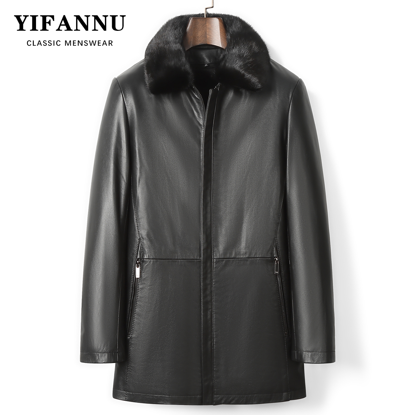 羊毛内胆牛皮真皮皮衣加厚外套男