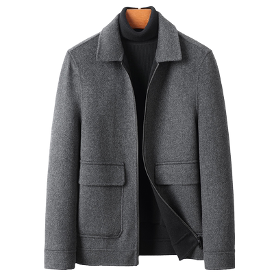 短款100%羊毛秋冬季双面呢夹克男