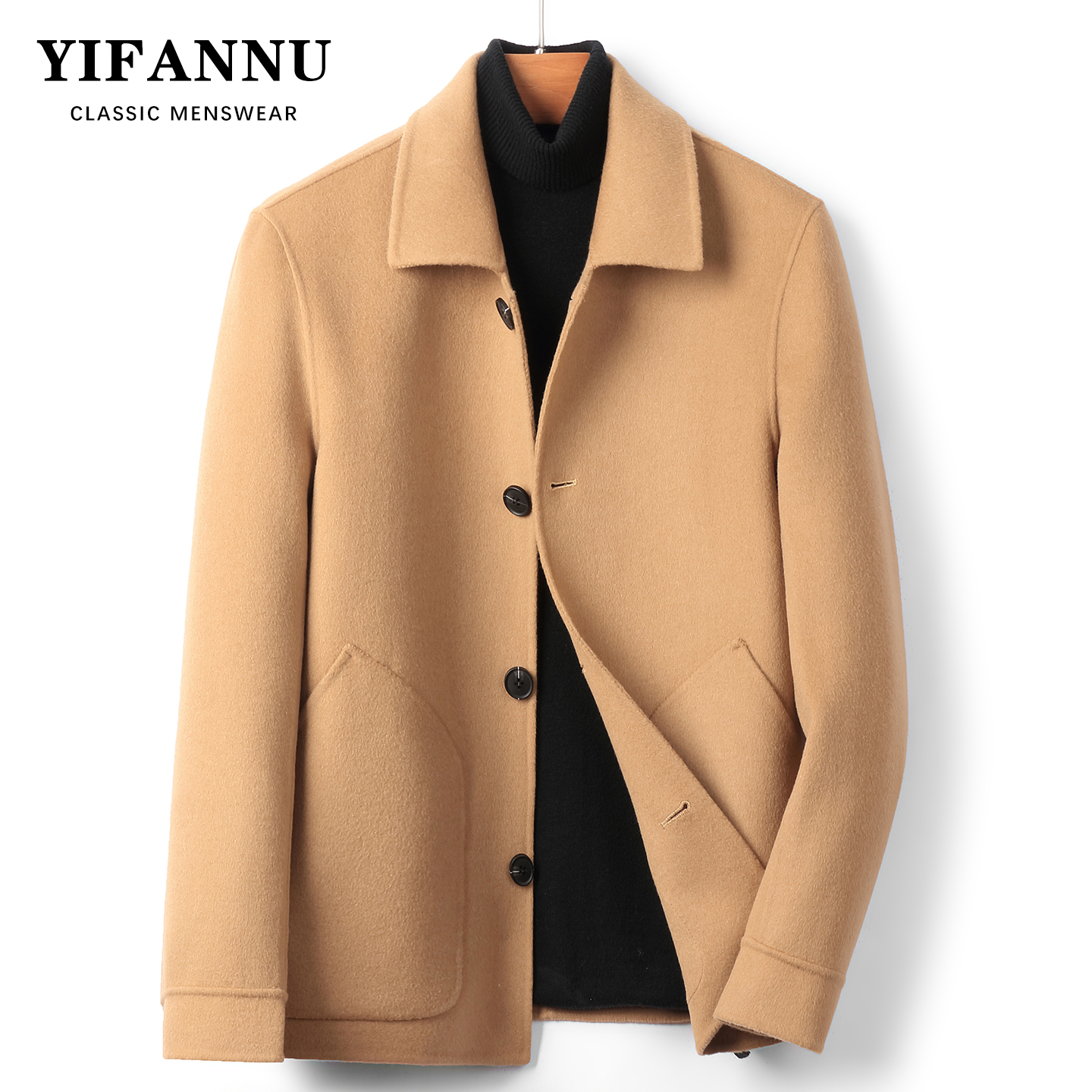 新款毛呢大衣男装短款夹克外套