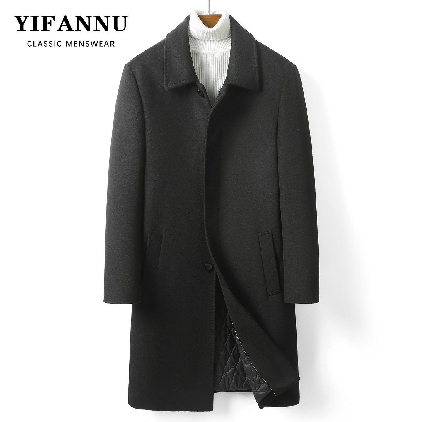 纯羊毛大衣男长款过膝风衣外套厚