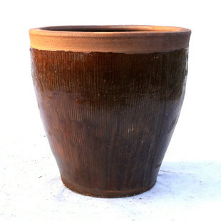 土陶缸 腌菜发酵陶缸红釉老式 150斤古法柴烧水缸 粗陶荷花缸鱼缸