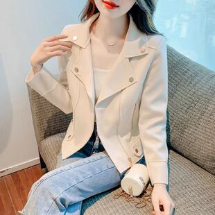 2025新款仿鹿皮绒外套女春秋短款气质减龄修身小个子机车夹克上衣