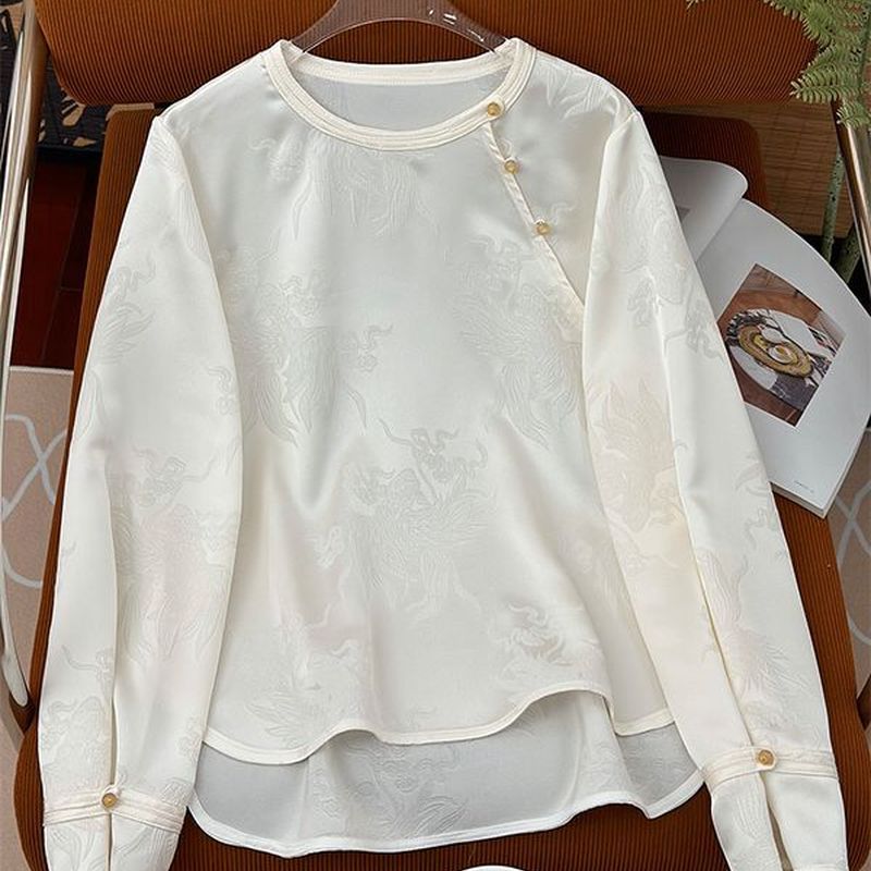 新中式国风缎面提花衬衫3008