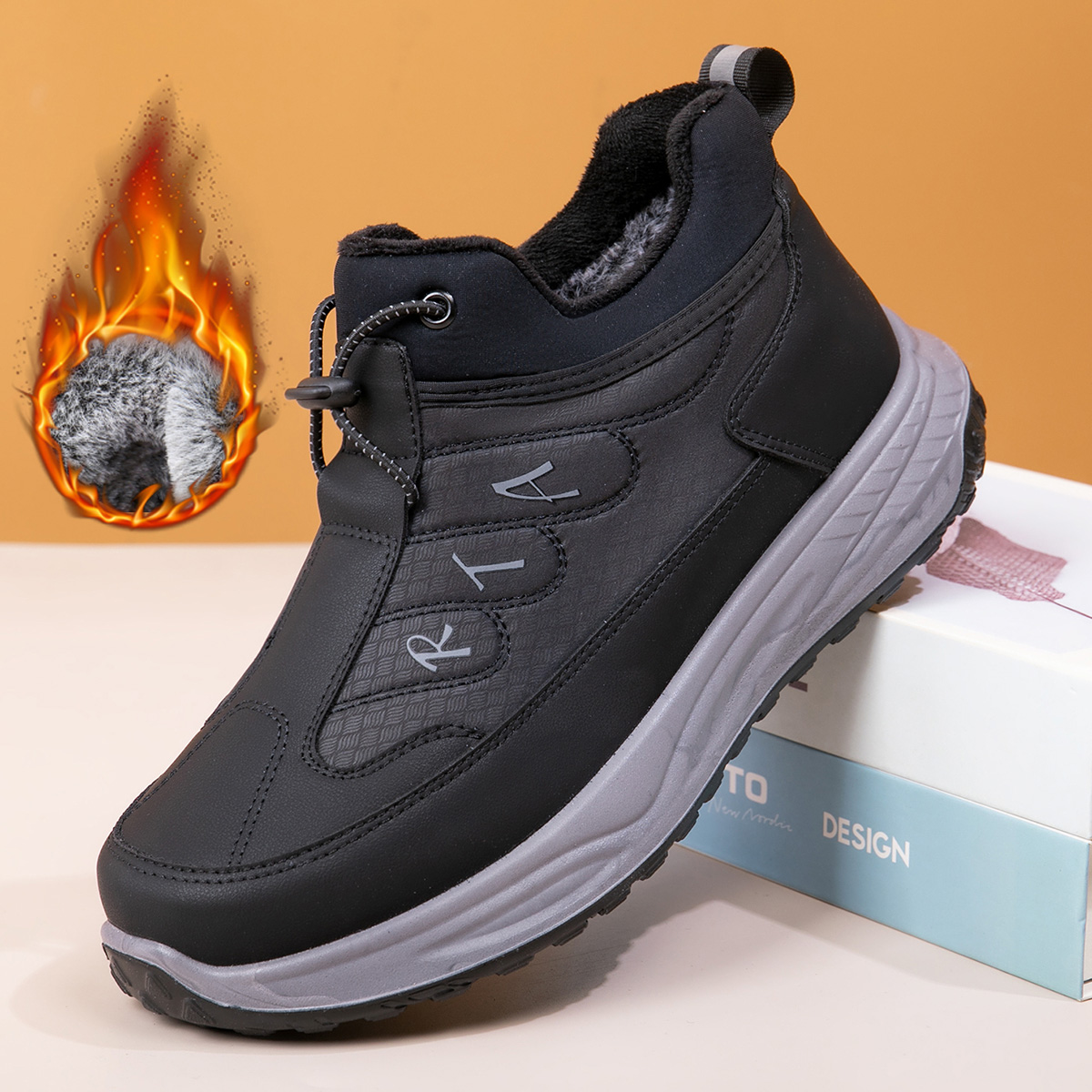 冬季加绒加厚棉鞋男女同款