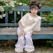 女童女孩套装 唐装 日常可穿 素紫藤花国风套装 洛竹原创2026国风汉元