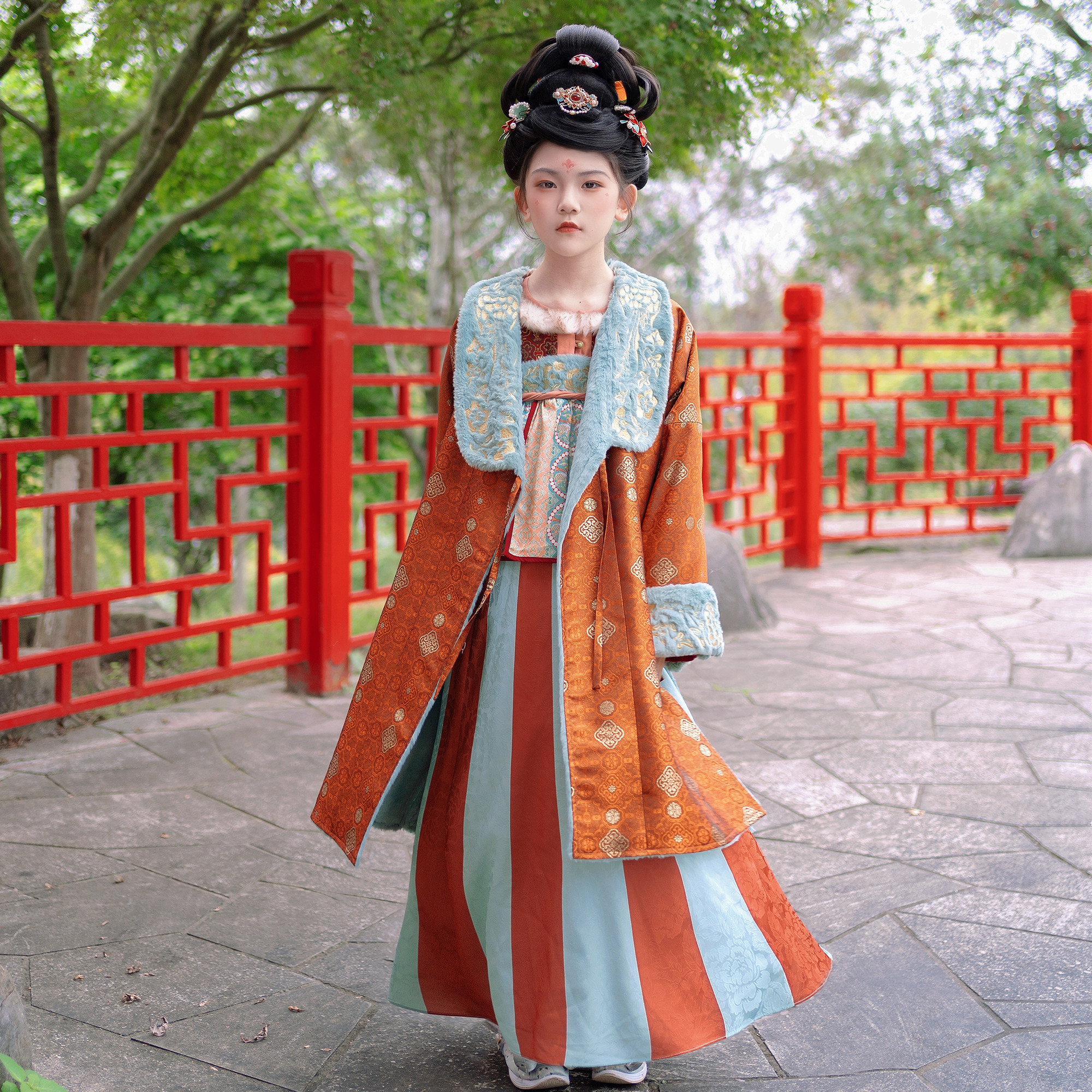 洛竹唐制汉服齐胸襦裙唐风披袄冬