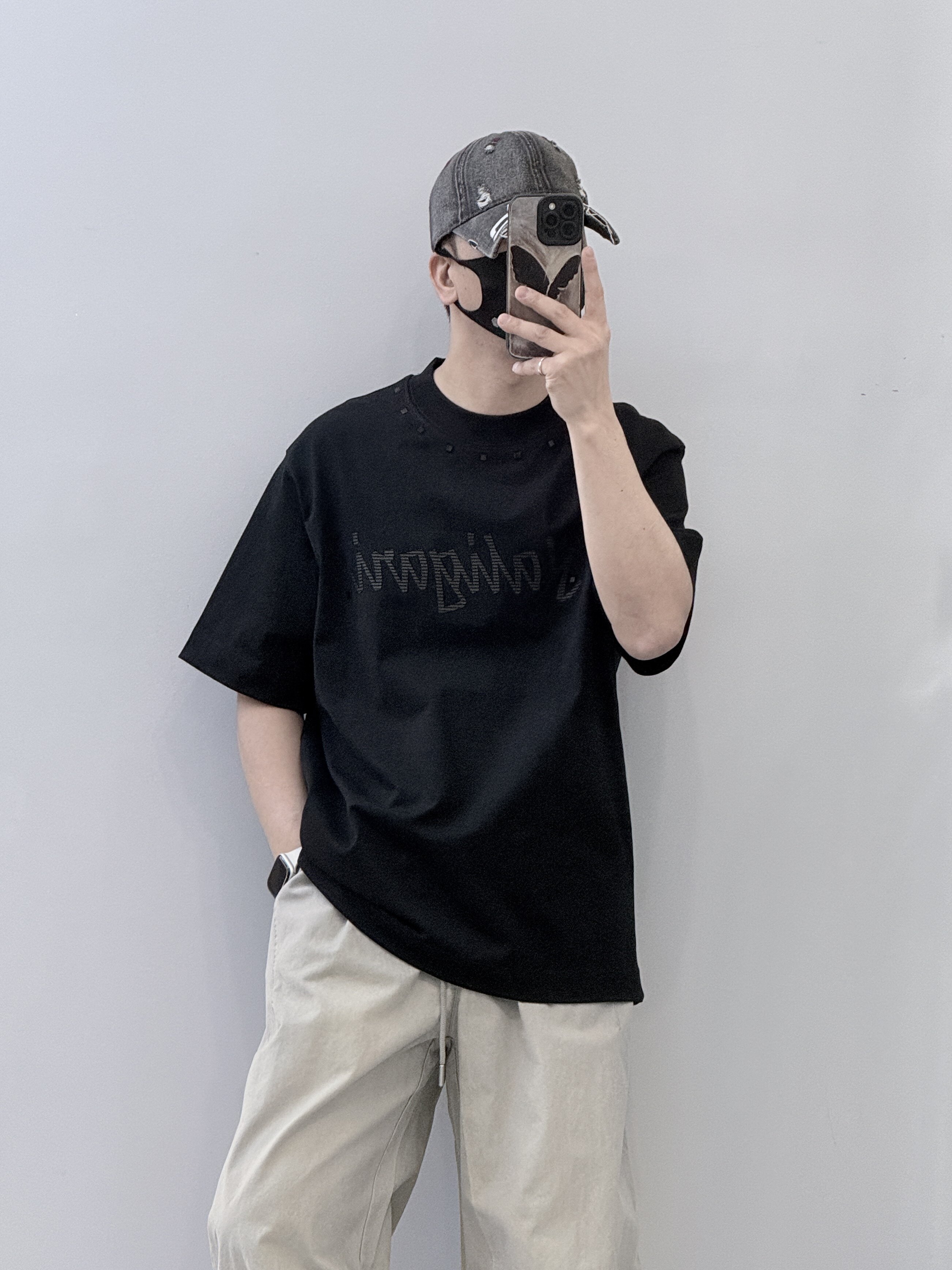 潮牌美式高街字母短袖男夏季宽松休闲百搭圆领廓形T恤打底衫上衣