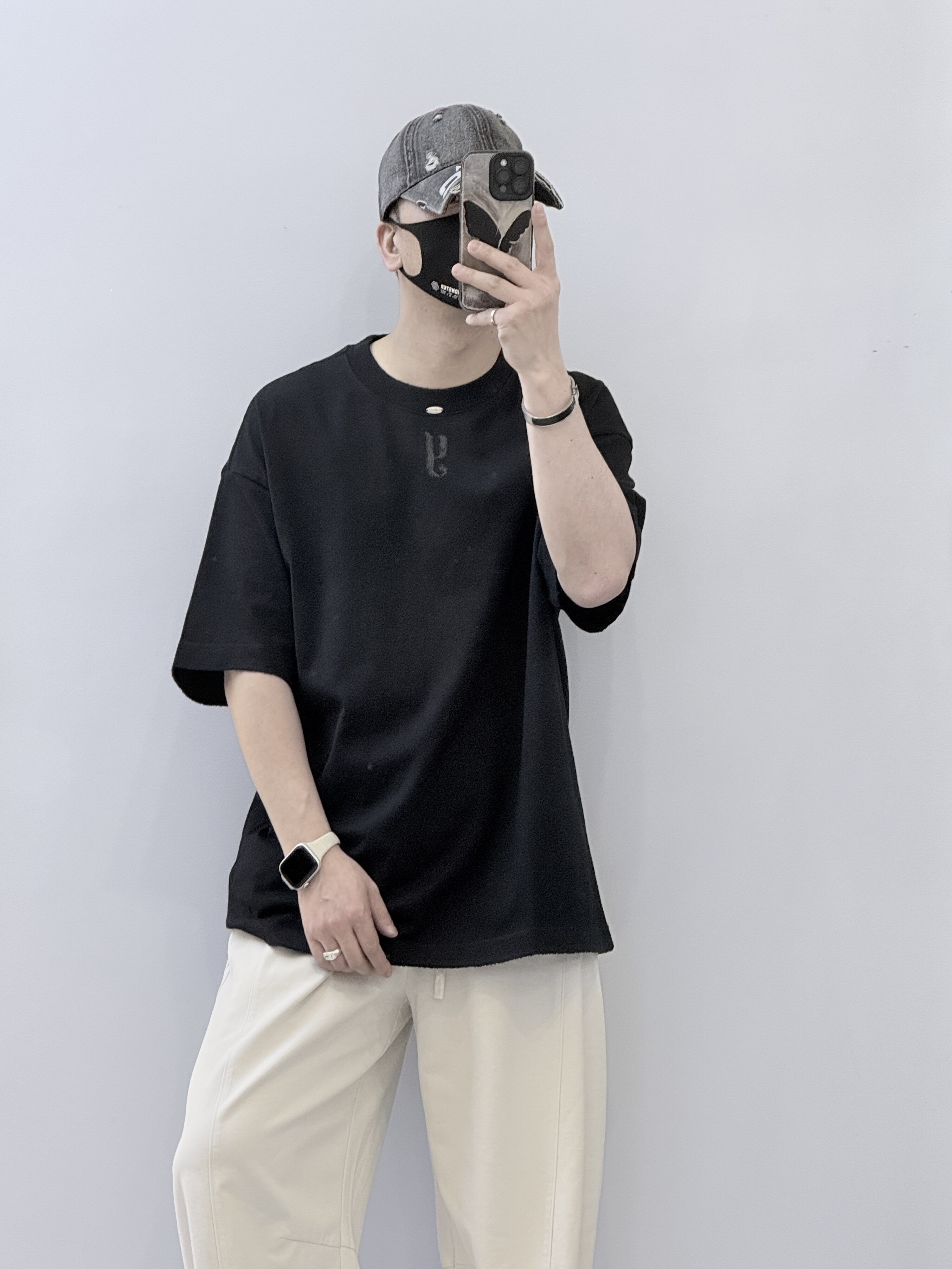 潮牌美式高街印花短袖T恤男夏季宽松休闲百搭纯色圆领半袖上衣