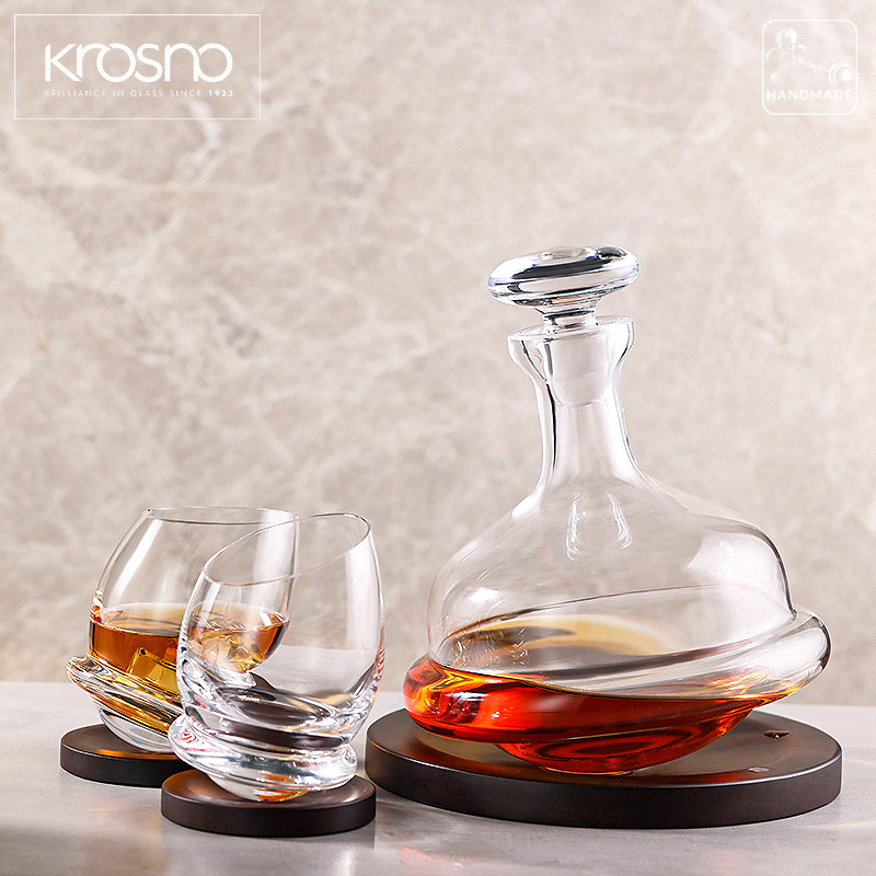 Krosno波兰进口不倒翁水晶玻璃威士忌酒杯旋转酒樽洋酒杯酒具套装