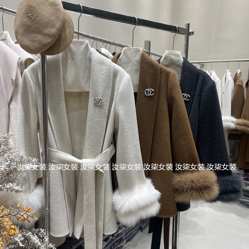 小香风双面羊毛大衣女装中长款气质高级显瘦秋冬呢子狐狸毛可拆