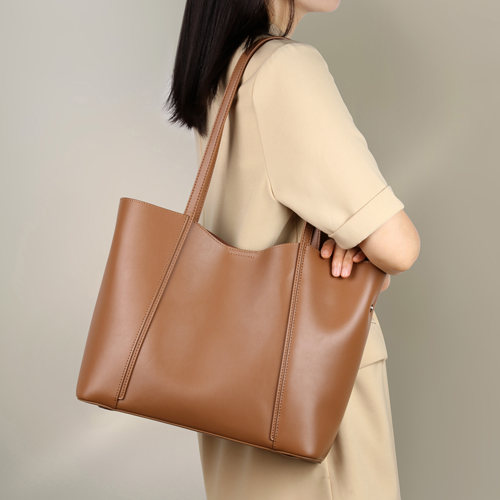 软牛皮大容量托特包新款可装电脑