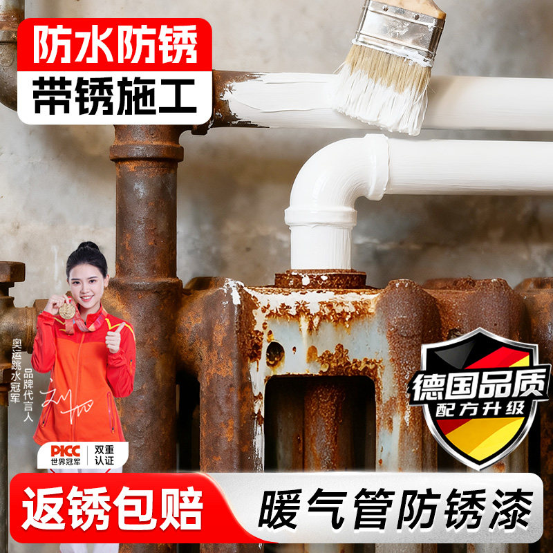 暖气管防锈漆铸铁管排水管消防管道免打磨除锈防腐翻新铁锈转化漆,基础建材,金属漆,淘宝优惠券,粉丝福利购,淘宝优惠卷