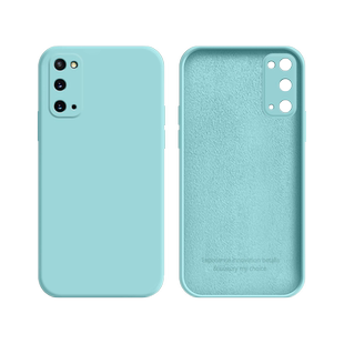 适用于三星S20FE手机壳液态硅胶GalaxyS20新款淡青色保护套S20+男女网红镜头防摔S20Ultra超薄直边磨砂软外壳