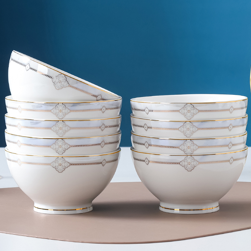 【欧式轻奢】家用金边陶瓷饭碗