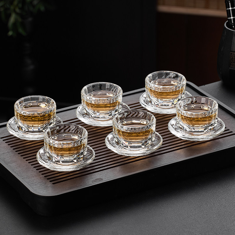 水晶功夫茶杯套装家用喝茶小杯高档女士玻璃杯手工品茗杯杯垫组合,餐饮具,茶杯,淘宝优惠券,粉丝福利购,淘宝优惠卷