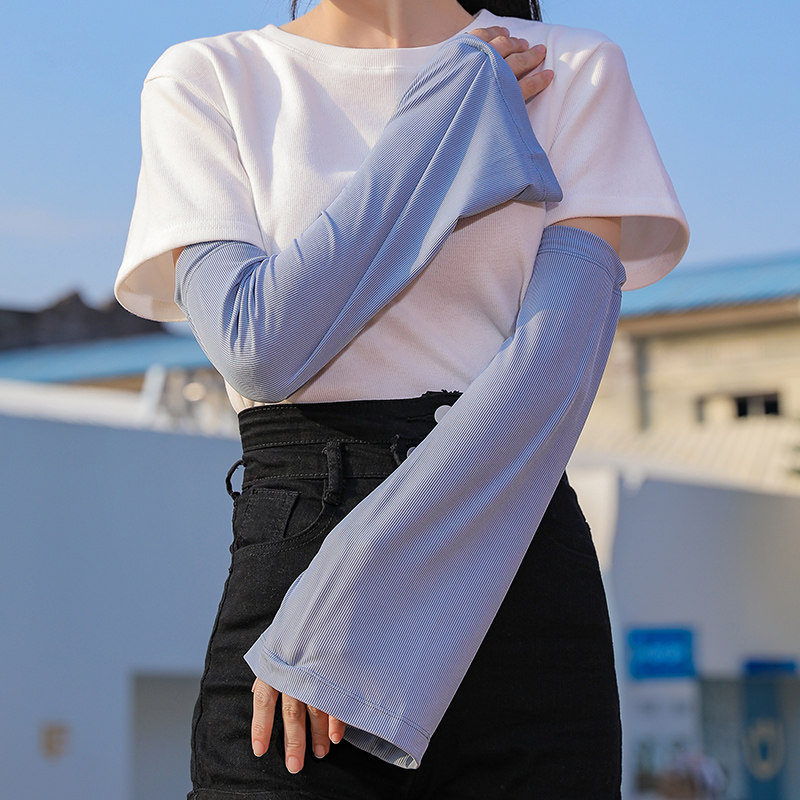 SUNSCREEN SLEEVE WOMENS SUMMER LOOSE INCREASE ICE SILK COOLNESS BREATHABLE ANTI-ULTRAVIOLET ARM COVER ARM GUARD RIDING DRIVING TIDE