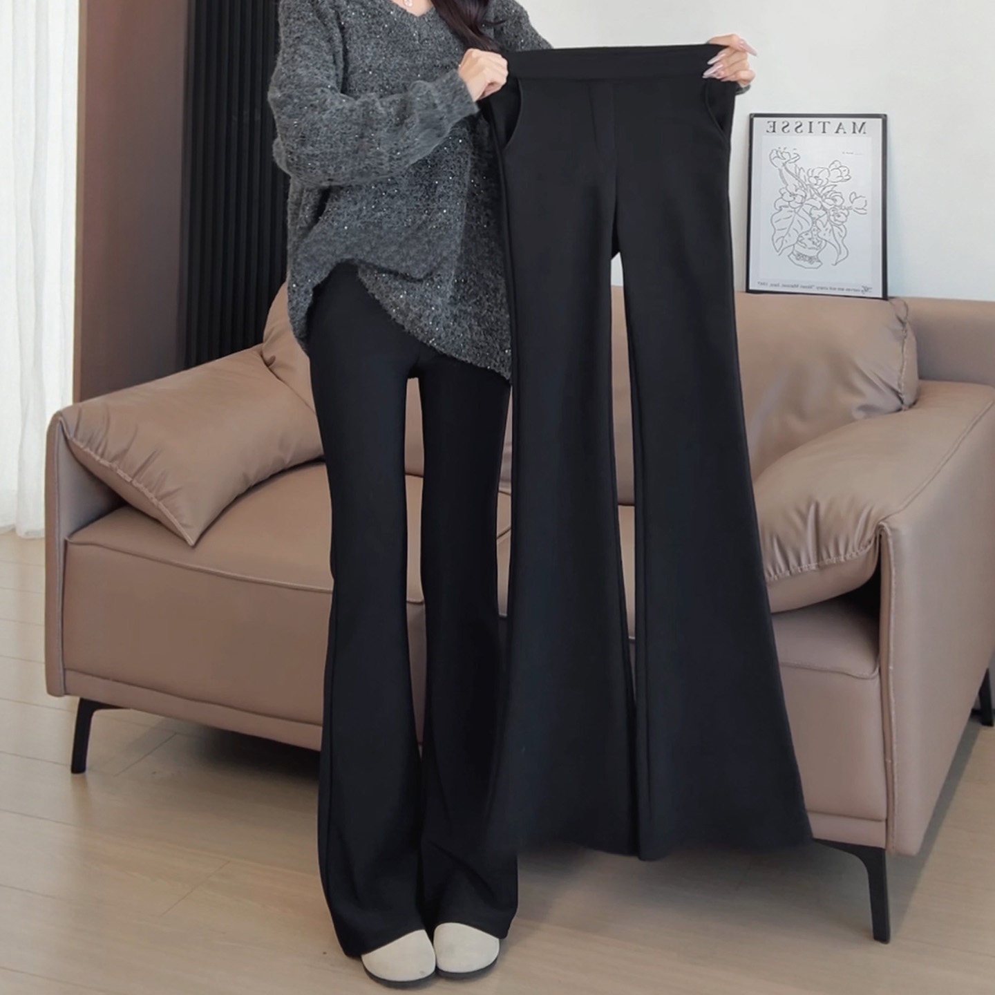 速干微喇裤女2026新款夏薄款小个子高腰垂感休闲冰丝运动喇叭裤子