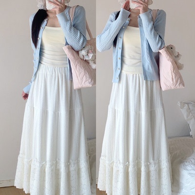 白色半身裙女2026新款夏季薄款多巴胺a字裙绝美巨好看蓬蓬蛋糕裙