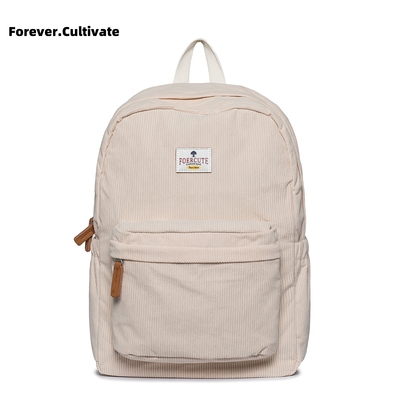 灯芯绒双肩背包高颜值学生书包