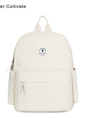 Forever新款纯色双肩包女简约书包初中女生大学生通勤小众背包男