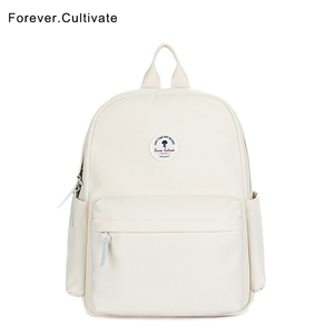Forever纯色双肩包女简约书包初中生女大学生通勤轻便小众背包男
