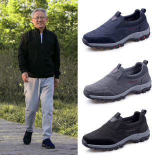 防滑软底运动休闲一脚蹬男老人鞋 春秋防水透气爸爸鞋 中老年健步鞋
