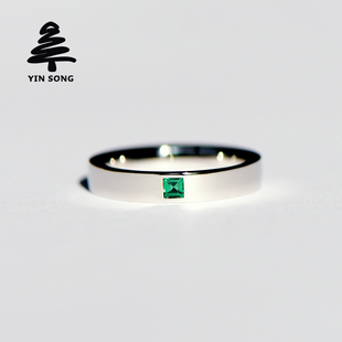 吉普赛镶天然祖母绿戒指 银松925银镶天然绿宝石男女情侣对戒