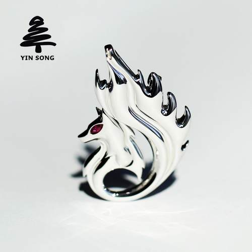 火狐胸针 银松925银镶天然红宝石胸针吊坠男女同款