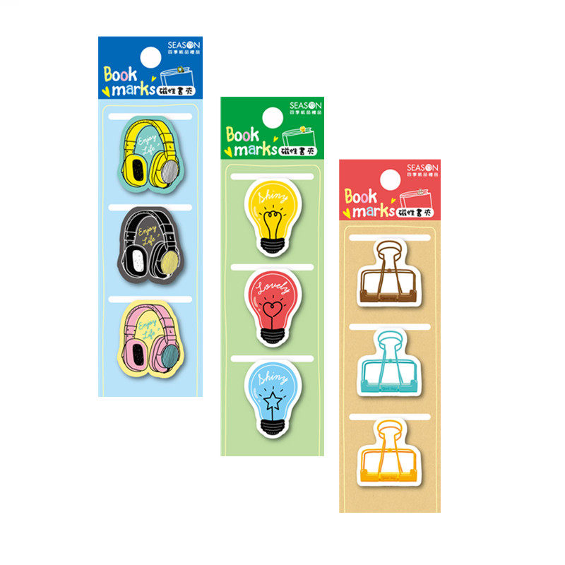 SEASON台湾四季磁性书签可爱磁铁夹子书夹