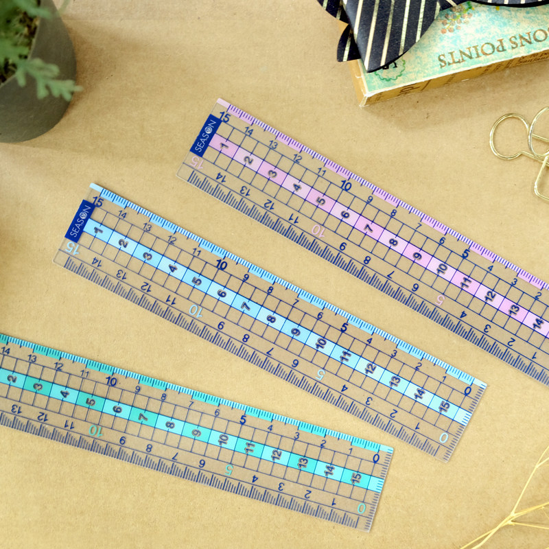 SEASON台湾四季PVC双向软尺15公分文具直尺软质公厘山形刻度