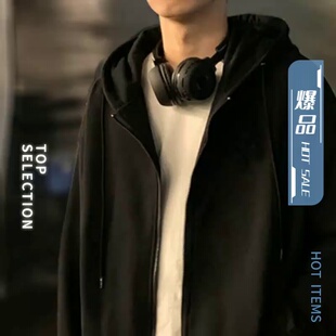 卫衣 学生百搭宽松连帽拉链开衫 外套2020年新款 男秋冬加绒加厚大码