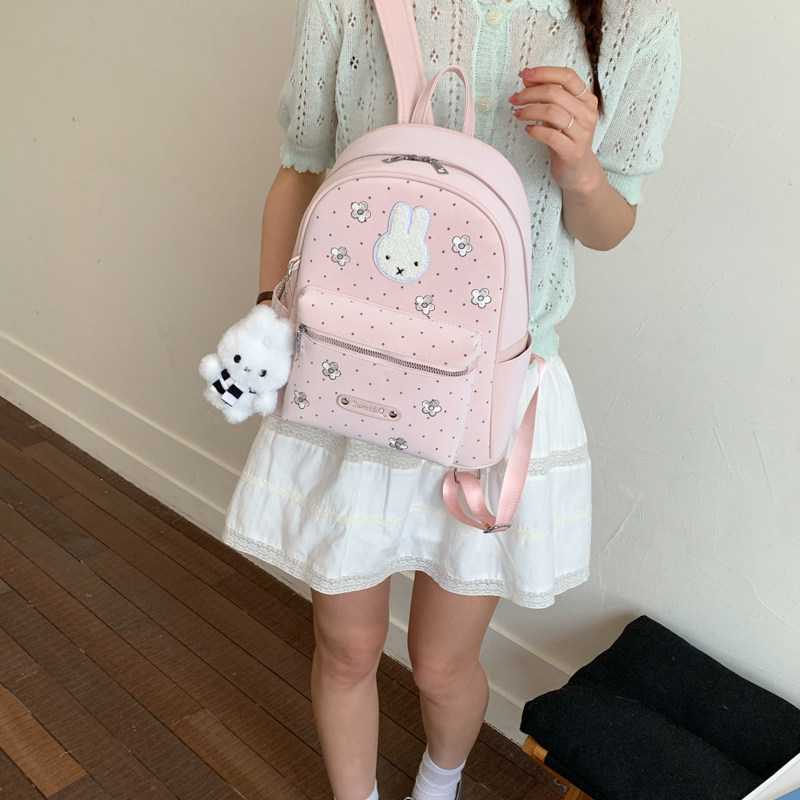 女童可爱小兔子波点花朵双肩包2026韩版洋气男女童亲子高颜值背包
