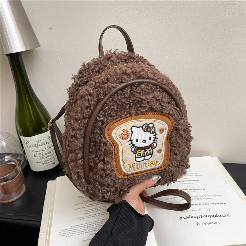 2025韩版ins风休闲简约可爱卡通羊羔绒研学书包亲子款男女童背包