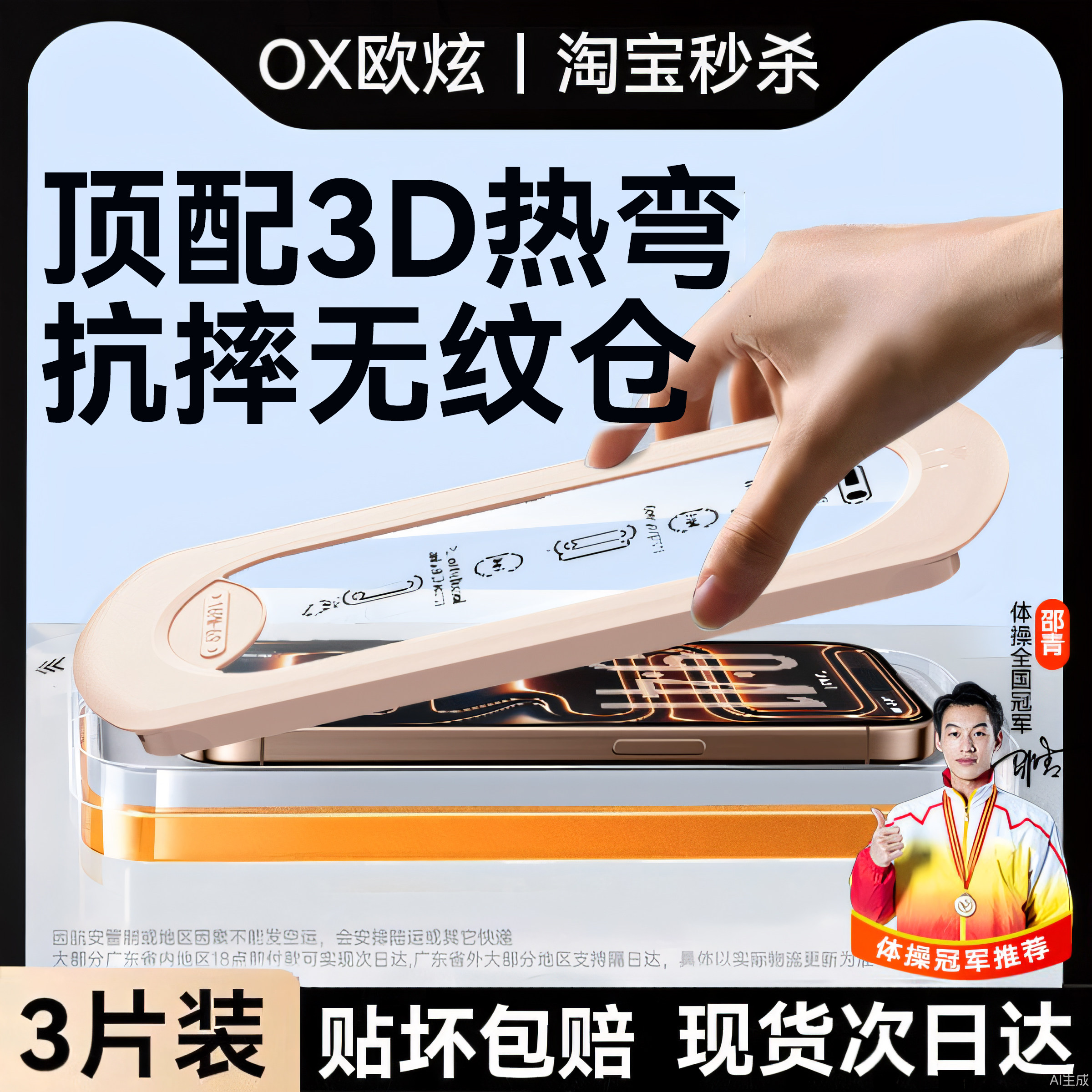 【顶配3D热弯防爆】适用苹果17promax钢化膜iPhone16pro手机15屏幕17air无尘仓13全屏12保护新款14贴膜e高清