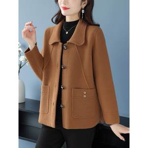 中年妈妈双面毛呢短外套