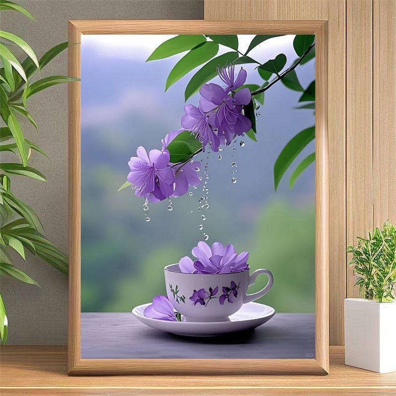 紫色花海浪漫且治愈相框摆台