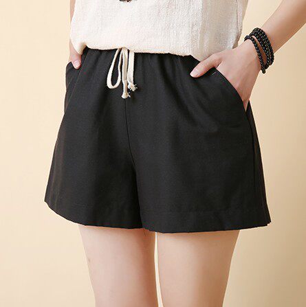 棉麻短裤女夏宽松大码显瘦学生高腰热裤休闲亚麻棉运动短裤阔腿裤