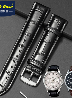 BR真皮表带针扣手表皮带22适配卡西欧表带MTP1375 1183 1303 1374