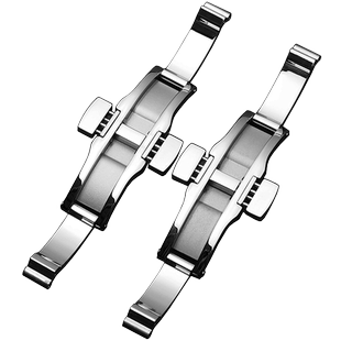 钢带自动蝴蝶扣双按扣T035库图T41力洛克表扣精钢不锈钢手表配件