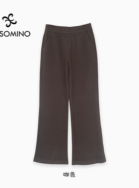 【新品】nqt冬休闲微喇裤黑色Y380D8662复古休闲显瘦黑裤女