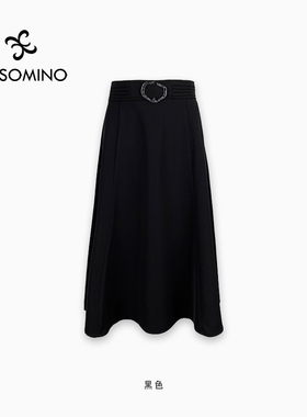 衣莎美诺春夏半裙半身裙腰裙黑色米色卡其色Y337B6172