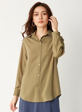 【特卖】天丝莱赛尔清爽舒适春秋衬衫女气质咖色Y406C2706