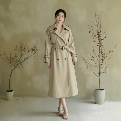 【新品】AESOMINO衣莎美诺春秋长款风衣时尚经典月光灰Y629C2308