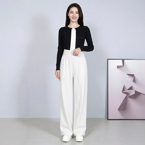 衣莎美诺空气棉高腰直筒女裤