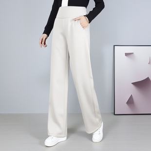 Y661C2508简约高腰裤 衣莎美诺春秋休闲运动女裤 空气棉直筒阔腿裤