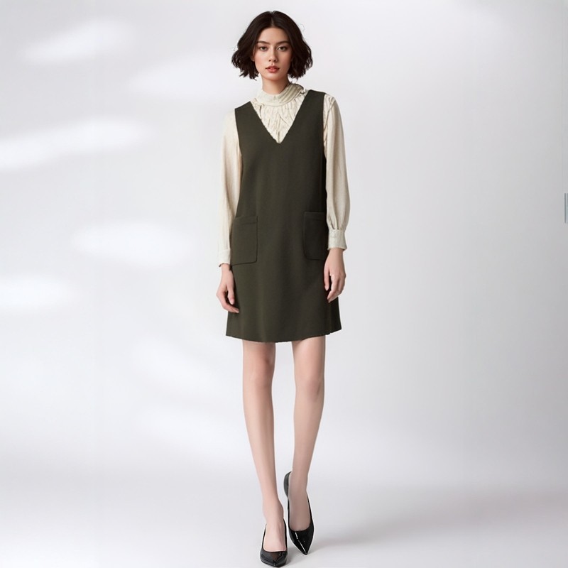 春秋冬百搭羊毛羊绒马夹背心连衣裙显瘦马甲气质内搭64101300