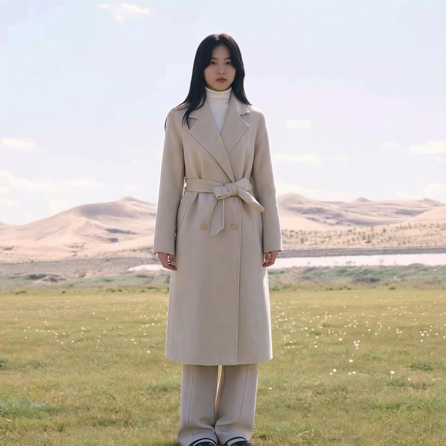 超值特卖专柜撤柜冬简约大气羊毛双面呢大衣长外套女Y042D6008