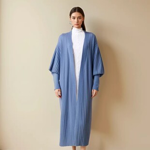 特卖衣莎美诺春秋羊毛羊绒长款针织风衣开衫毛衣女外套Y284C893